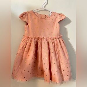 Pre loved Baby Girl Pink Carters Princess like dress with stars. Size 9 months